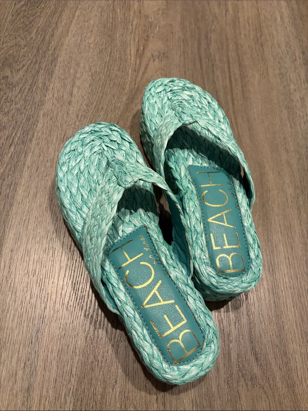 BEACH Slip-On Espadrille Sandals in Mint Green